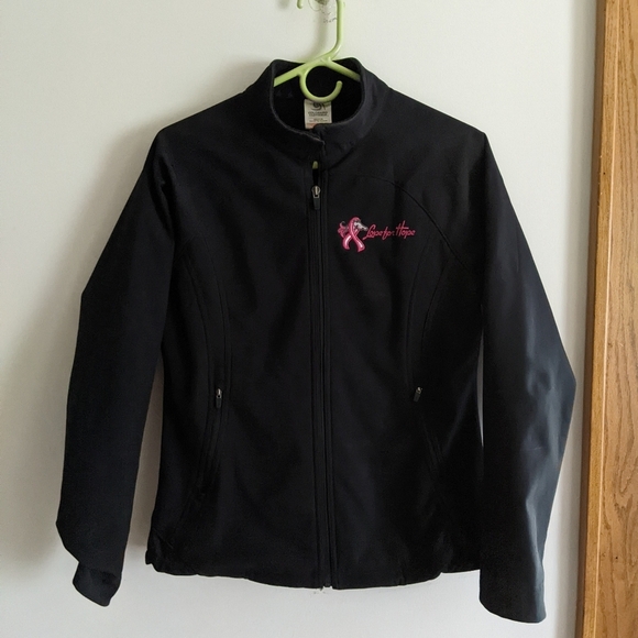 Lope For Hope Pink Horse Co Breast Cancer Horse Hard-shell Black Jacket Womens M - Picture 2 of 10
